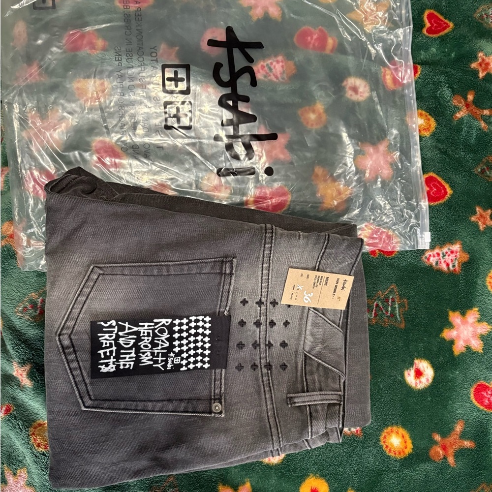 Ksubi Black Washed Slim Men's Jeans with Graphic Back Pocket